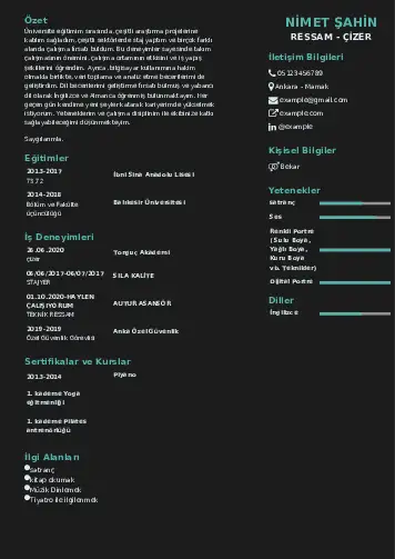 Ressam Cv Örnekleri cv indir